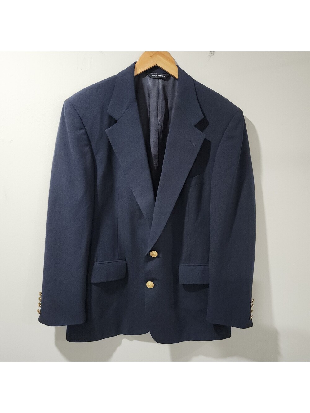 Vintage Polo University Club Ralph Lauren Mens 42R Blazer Coat Gold Buttons USA